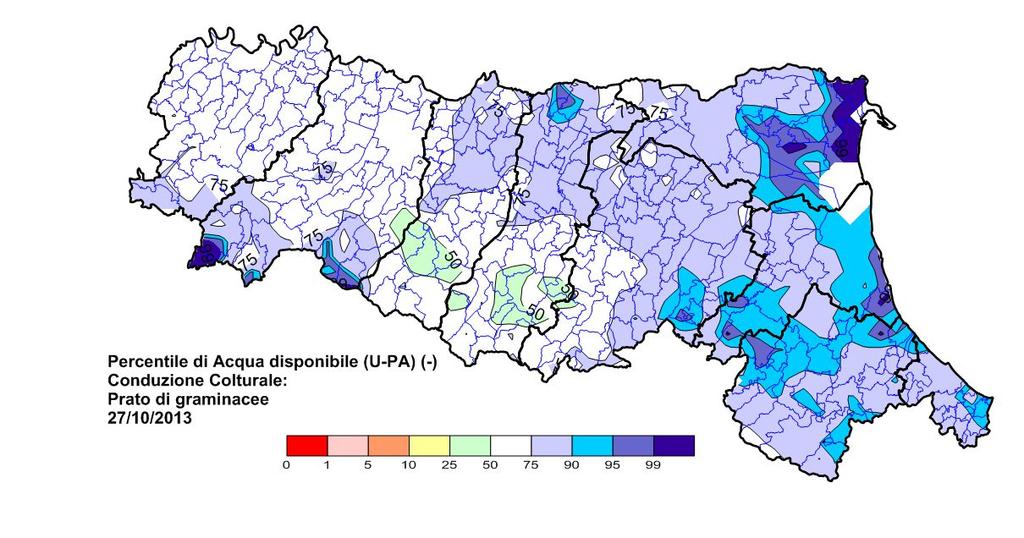 L acqua nel suolo in pianura Acqua disponibile* In pianura i valori si stimano, in generale, prossimi a 100 mm. *) I valori si riferiscono allo strato tra 0 e 120 cm.