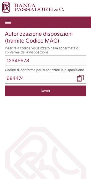 prevede che il sistema di Banca Online in uso mostri un codice di verifica (previa selezione del metodo alternativo anche sul canale di