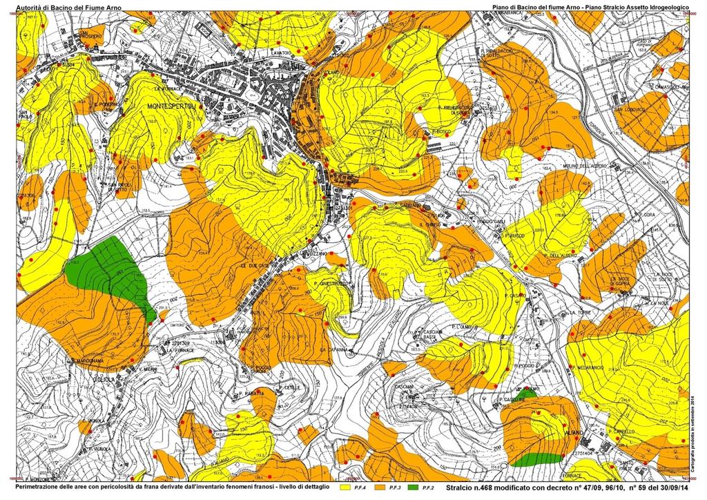 PAI carta geomorfologica STRALCIO N.468 DELLA CARTOGRAFIA DI P.A.I. (Perimetrazione delle aree con