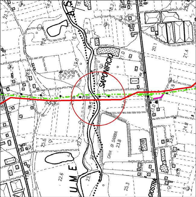 Metodologia realizzativa dell attraversamento Il corso d'acqua sarà attraversato dalla linea in progetto mediante posa con scavo a cielo aperto L'attraversamento ricade nel tratto terminale del corso