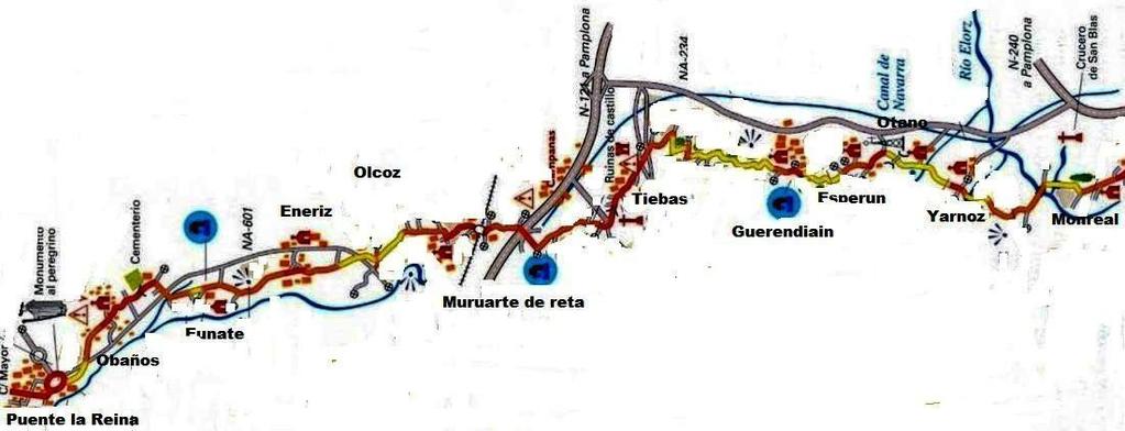 9 km Olatz (728m): un alto senz'acqua, spopolato, delle rovine - salita, cancello di metallo da passare, non salire all'alto di Loiti, scendere a Izco (18,2km totali da Sanguesa) Variante per Liedena