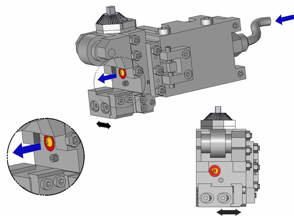 CALIBRATORE CON PORTA UTENSILE REGOLABILE E REFRIGERAZIONE DIRETTA SULL'UTENSILE PER MAX 22mm SHAVING ATTACHMENT WITH ADJUSTABLE TOOLHOLDER AND DIRECT COOLING ON THE TOOL FOR MAX 22mm Ugello