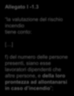 incendio ; Identificazione dei lavoratori e di altre persone presenti esposti a rischi di incendio: Considerare attentamente i casi in cui una o più persone siano esposte a rischi particolari in