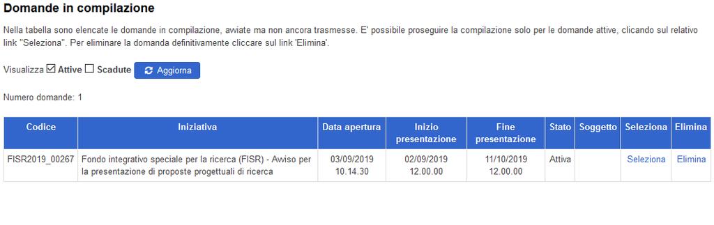 trasmessa; Domande condivise per accedere alle domande messe in condivisione da altri utenti; Domande trasmesse per visualizzare le domande trasmesse.