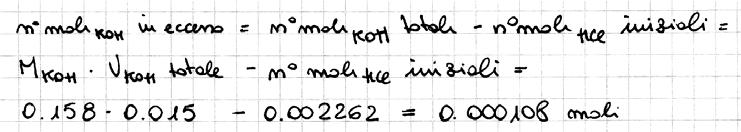 60 ml di HCl 0.0377 M vengono titolati con KOH 0.158 M. Trovare il ph quando stati aggiunti i seguenti volumi di titolante: a) 14.32 ml b) 14.00 ml c) 15.00 ml b.