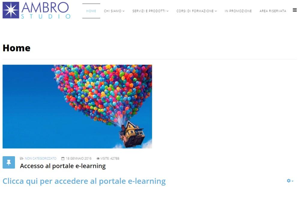 Istruzioni per l iscrizione alla piattaforma e-learning Ambrostudio 1- Andare sul sito internet: www.ambrostudio.