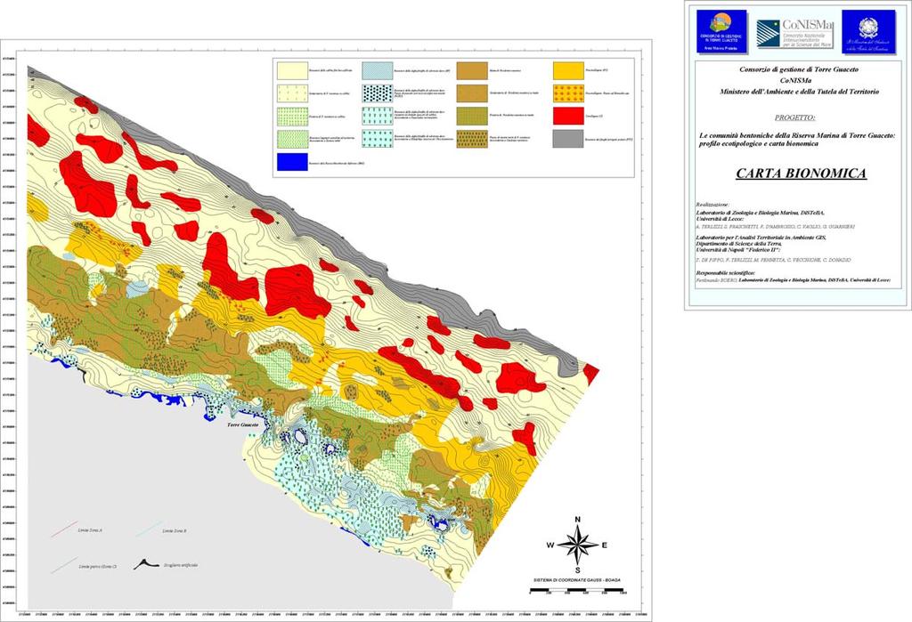 Carta batimetrica e biocenotica T. Guaceto T.