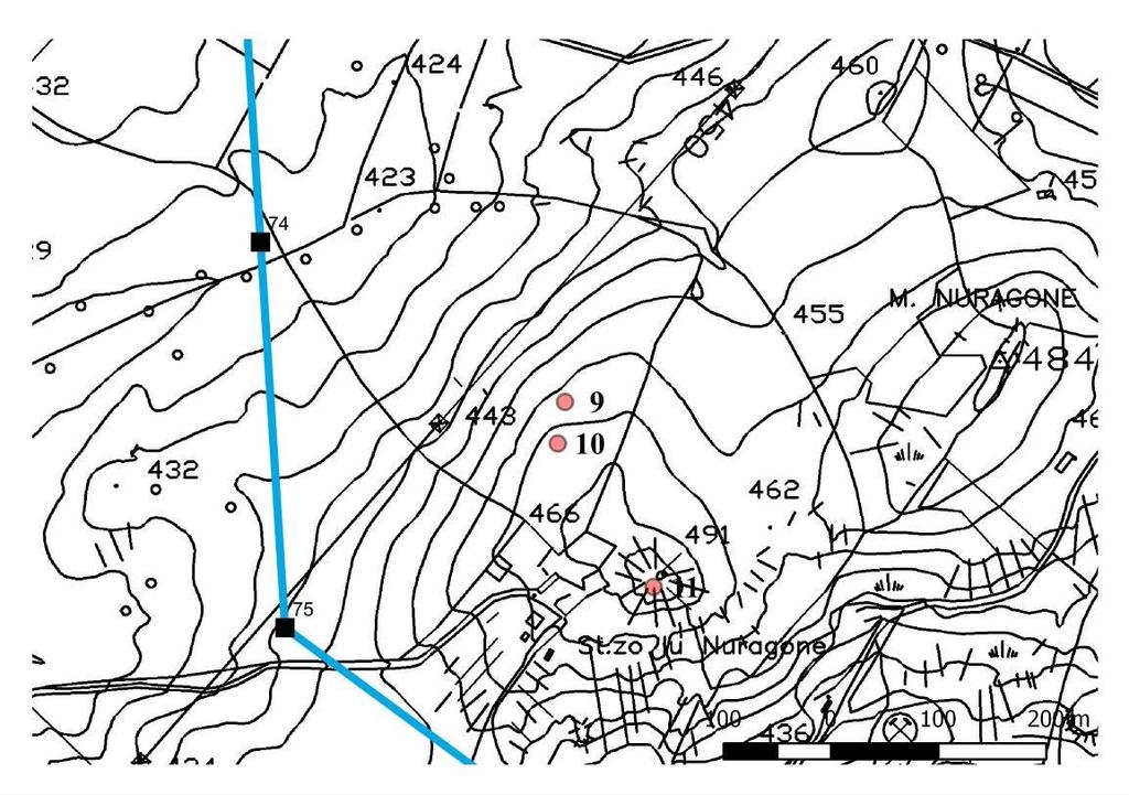 Pag.10 di 33 PREESISTENZA N 9 COMUNE : LURAS, MONTE NURAGONE CIRCOLI MEGALITICI SERIE DI CIRCOLI MEGALITICI, DI CUI OGGI SOLO DUE