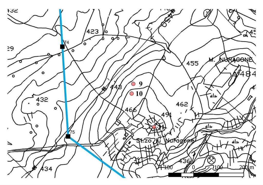 Pag.11 di 33 PREESISTENZA N 10 COMUNE : LURAS, MONTE LU NURAGONE TOMBA DI GIGANTI TOMBA DI