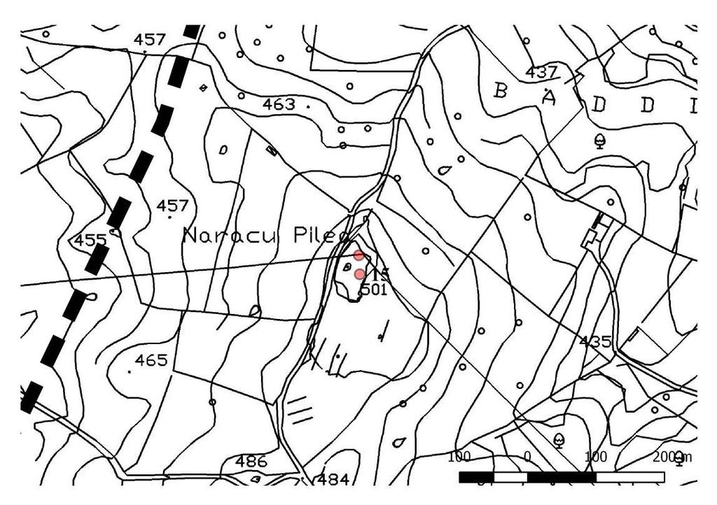 Pag.17 di 33 PREESISTENZA N 16 COMUNE : LURAS, NARACU PILEA NURAGHE NURAGHE DI FORMA IRREGOLARE LOCALIZZATO SULLA SOMMITÀ DI UN'ALTURA DOVE SONO NUMEROSE LE TRACCE DI UN ANTEMURALE E FORSE DI PARTE