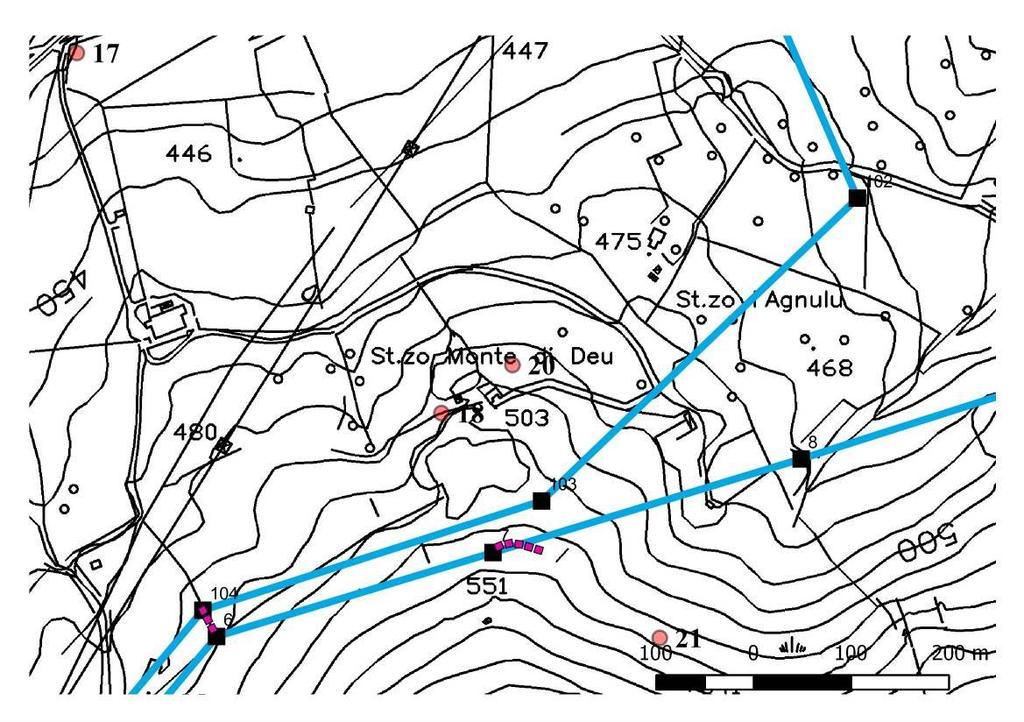 Pag.21 di 33 PREESISTENZA N 20 COMUNE : CALANGIANUS, ST.ZO MONTE DI DEU NURAGHE NURAGHE AGNU.