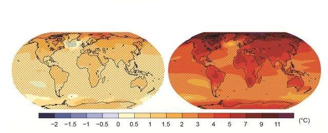 I cambiamenti climatici Scenari emissioni di CO2 al 2100 Variazione della temperatura superficiale media