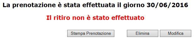 Il sistema genera quindi un promemoria che riepiloga i dati della prenotazione compresi quelli per contattare il negozio.