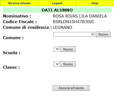 Utente non censito Il sistema permette la gestione degli utenti residenti nel comune ma frequentanti scuole in comuni limitrofi.