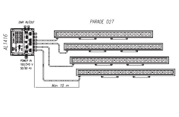 6 Example 3 Max 20 m NOTE: The polarity and the colour of the connection cables must be strictly respected