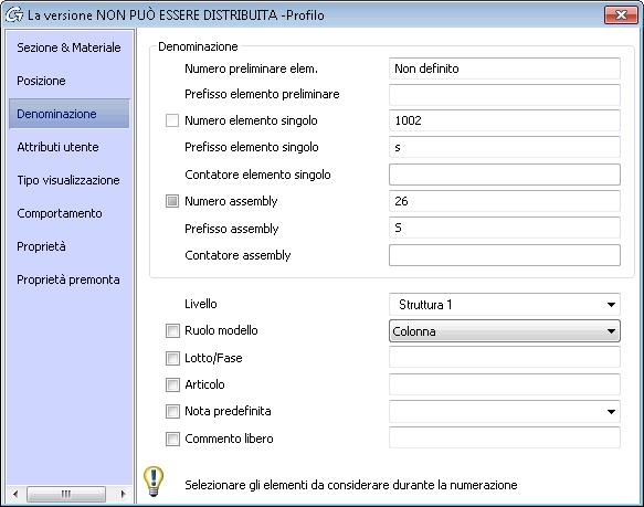 Seleziona uno dei metodi disponibili. Per il metodo di numerazione con il numero del dettaglio definire il prefisso che sarà assegnato automaticamente dalla procedura di numerazione.