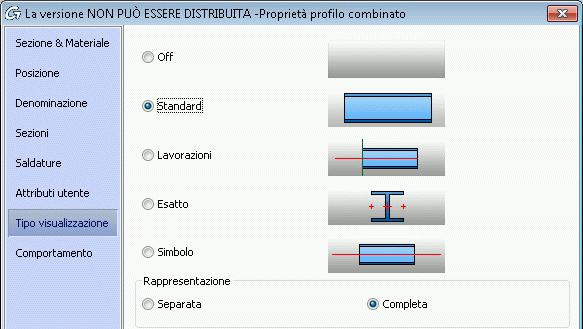 I piatti saldati hanno due tipi di rappresentazione specifici: Completo: quando viene sezionato un piatto saldato, viene selezionato l intero profilo.