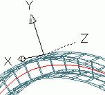 Sistema di coordinate sui profili curvi Un altra funzione consente nella definizione del sistema di coordinate su profili curvi.
