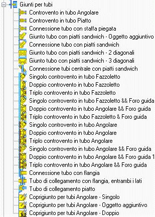 Giunti per tubi La categoria Giunti per tubi del Centro giunti contiene le funzioni per la connessione dei controventi con elementi tubolari e con profili piatti.