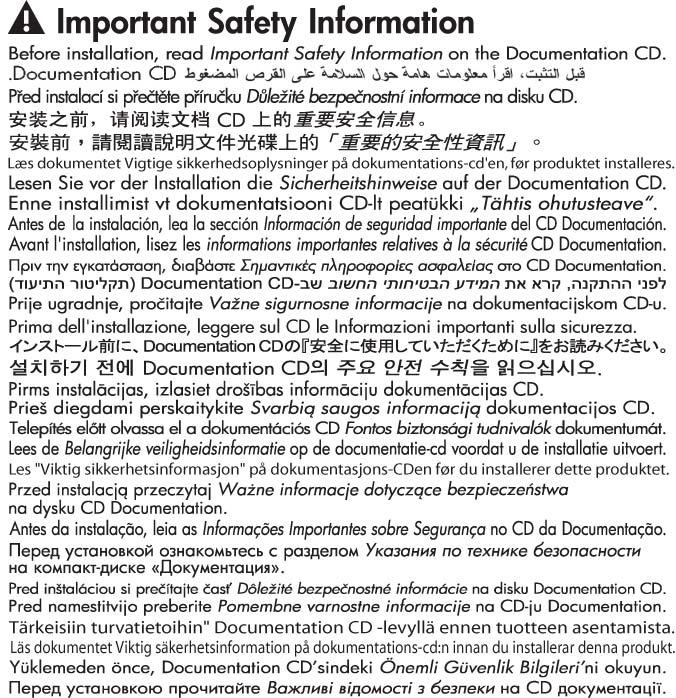 Informazioni importanti sulla sicurezza NOTA: Le barre di che vengono spedite con questo kit possono essere utilizzate esclusivamente con modelli Compaq/HP di unità di controllo della distribuzione