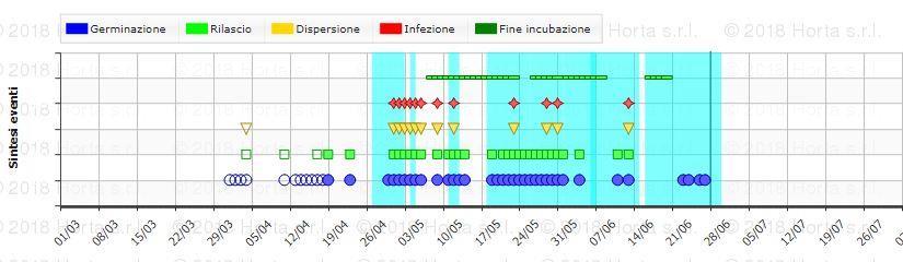 Ventiseiesima settimana Areale numero gg pioggia mm pioggia max caduti Ultimi 7 gg mm pioggia totali T max assoluta T min assoluta numero gg pioggia Prossimi 5 gg mm pioggia max previsti mm pioggia