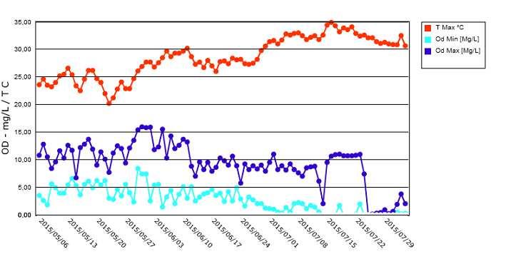 RISULTATI. Sono riportati di seguito i grafici degli andamenti mensili per i parametri monitorati. I grafici riportati presentano, nei giorni della manutenzione, il punto colorato in rosso.