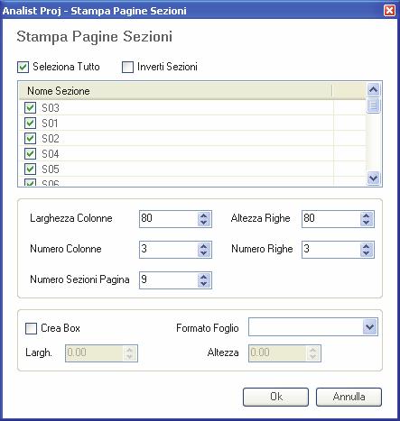 Modulo Profili e Sezioni Crea Pagine Stampa Sezioni Questo comando consente di impostare la formattazione per la stampa delle sezioni.