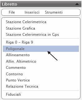 4. Modalità Operativa 4.5 - Come inserire una Poligonale Per inserire una poligonale con modalità di Pregeo (riga 3 di Pregeo), dal menù di Analist [Inserisci] selezionare Poligonale. Figura 4.