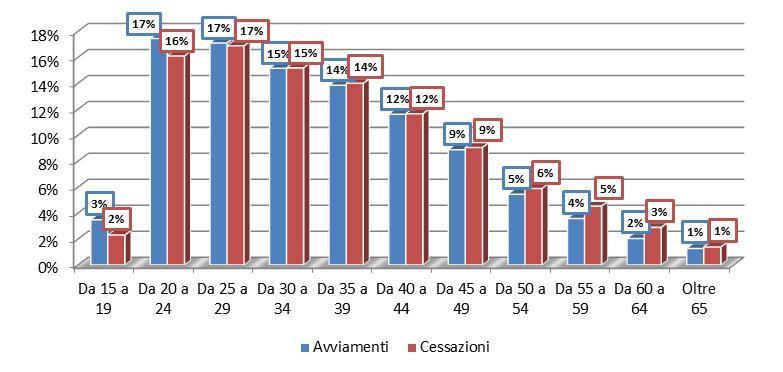 Provincia di Cremona - Analisi Eventi Avviamento e Cessazione Analisi Eventi Avviamento e Cessazione Avviamenti e Cessazioni per caratteristiche demografiche Dall analisi dell evento avviamento in