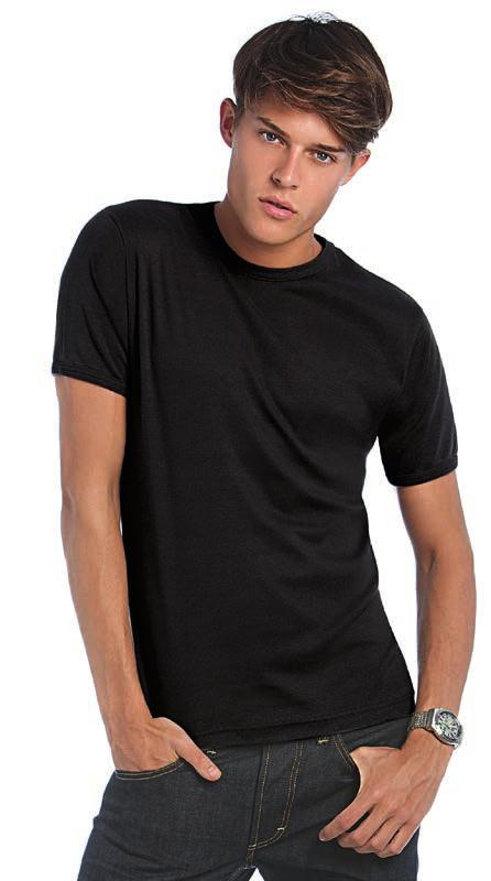 48 BCTM220 B&C Men Fit T-shirt girocollo maniche corte, 100% cotone preristretto ritorto ad anelli, costina 1x1, cuciture laterali.