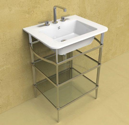 VL66M Mobile in metallo con 3 ripiani in cristallo per lavabo VOLO 66 Lavabo 66 (VL66L) Rubinetti lavabo linea: ONE - NOKÉ - SI - FOLD - X1 Sifone cromo (SIFL/CR) - Sifone