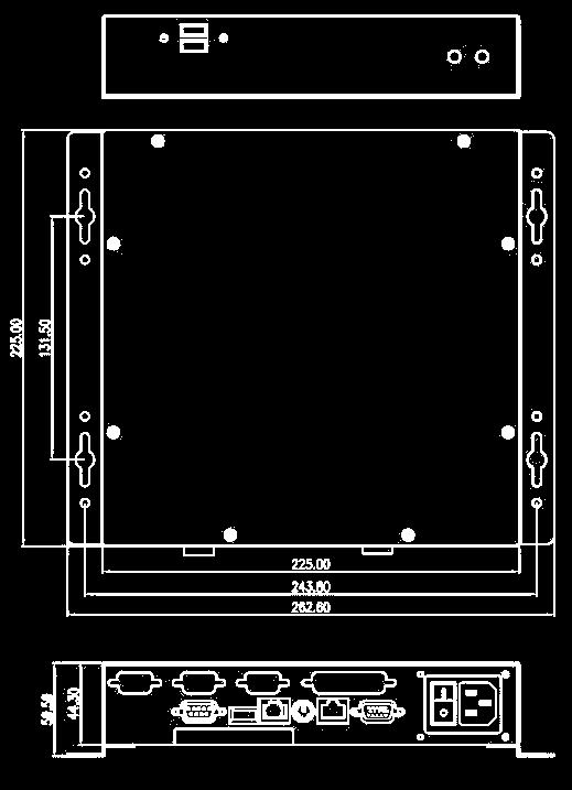 Specifiche Tecniche COLOR CONSTRUCTION SYSTEM I/O PORT Silver Aluminum and Heavy-duty steel 2 x 9-pin D-Sub male connector, COM1, 3 for RS-485 1 x 9-pin D-Sub male connector, COM4 for RS-232 2 x