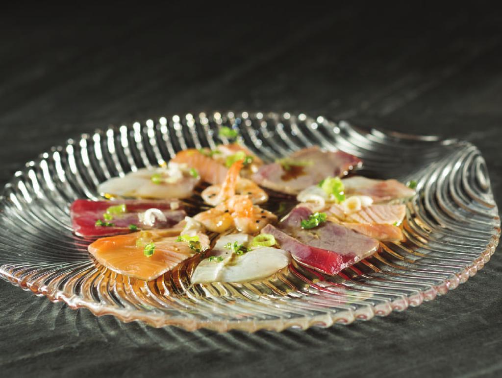 S15 carpaccio scottato S16 dim sum Fettine di salmone, tonno,