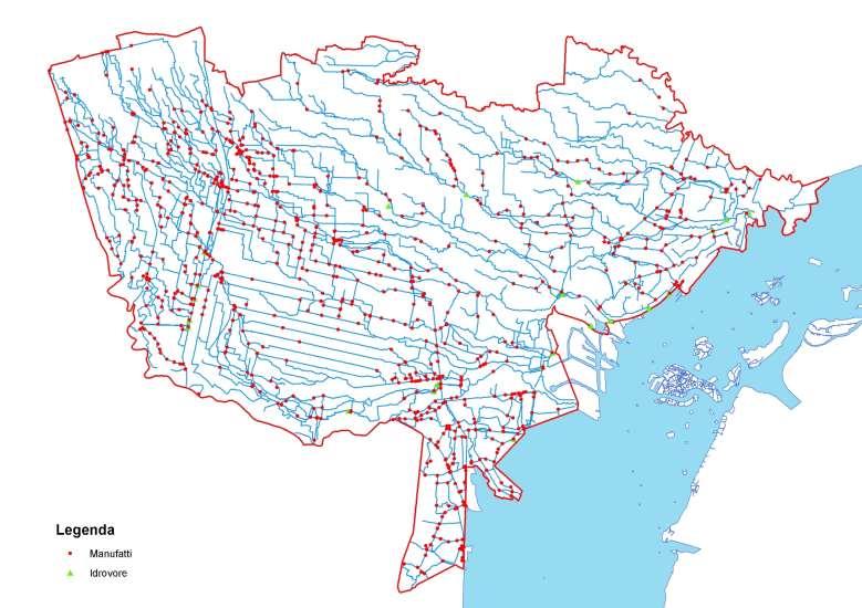 La rete idrografica gestita MANUFATTI: 1048 UNITÀ TERRITORIALI