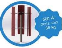 Soluzione 500 W Questa turbina è particolarmente utile in ambiente domestico in sinergia con l'impianto fotovoltaico in quanto: Si può installare sul colmo del tetto senza intaccarne la radiazione