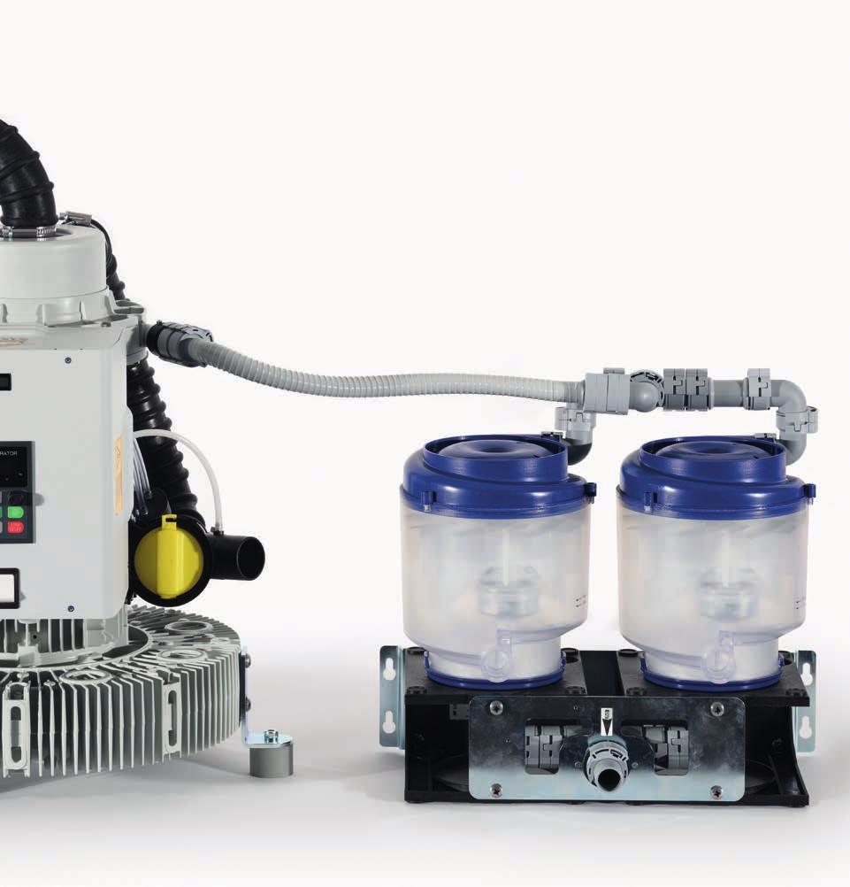 Integrated suction unit with variable speed electric motor, complete with liquids separator for 3/5 working places.