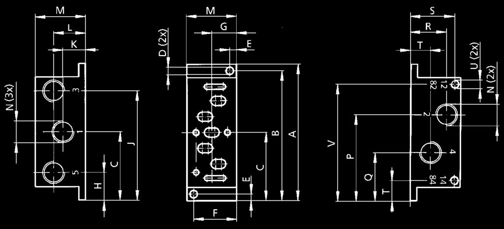 Basi Dimensioni Basi individuali per distributore elettropneumatico o a comando pneumatico Serie A B C D E CL26 82,0 78,0 41,0 4,5 4,0 F G H J K L M N P