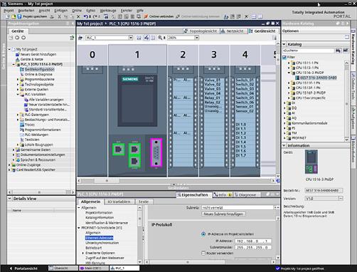 Software per SIMATIC Controller TIA Portal Programmazione PLC STEP 7 Professional (TIA Portal) Panoramica STEP 7 Professional V15 (TIA Portal), vista portale Testi di progetto multilingue, ad es.