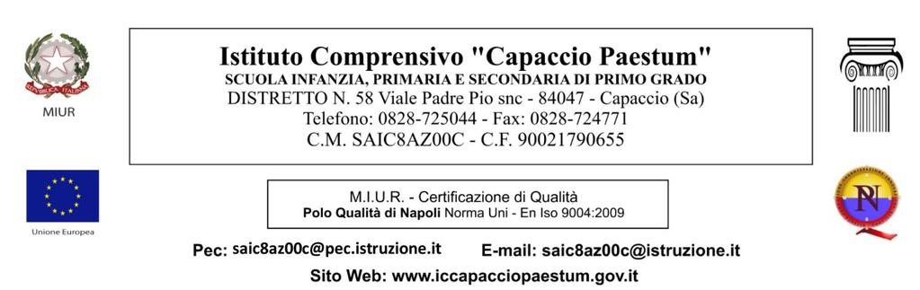 Programma Operativo Regionale CCI 2007IT051PO007 Con l Europa investiamo nel vostro futuro Codice progetto: C-1-FSE-2014-1212 Prot. n. 997 C15g Capaccio, 7 /2/2015 AI SIGG.