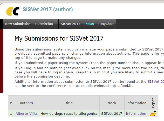 Dopo aver cliccato su information, il menù in alto a sinistra permette di: Modificare