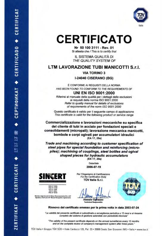 Tubi per micropali e tubi per pozzi LTM Srl è una società che si occupa della realizzazione di tubi per micropali sin dal 1982.
