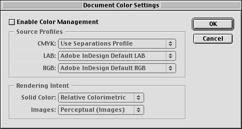 5-4 Applicazioni di impaginazione Adobe InDesign 1.5.2 La sezione che segue descrive le impostazioni consigliate per l uso di Adobe InDesign 1.5.2 in un flusso di lavoro Color Server.