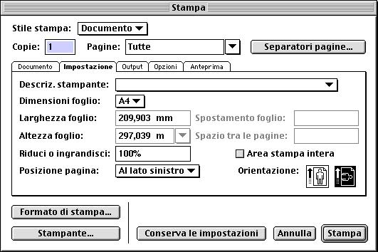 5-12 Applicazioni di impaginazione Selezione delle opzioni al momento della stampa La seguente procedura fornisce informazioni sulla stampa dei file