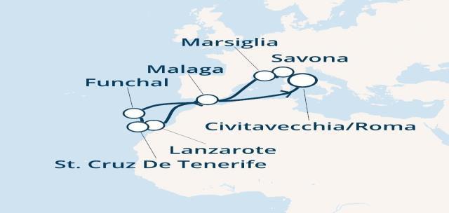 Costa FAVOLOSA Italia -Francia- Isole Canarie - Madera e Spagna CIVITAVECCHIA SAVONA MARSIGLIA LANZAROTE TENERIFE MADERA MALAGA - CIVITAVECCHIA DAL 30 SETTEMBRE AL 11 OTTOBRE 2020 DA EURO 783,00 12