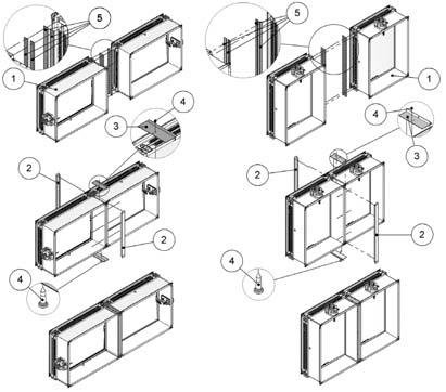 1. Serranda WKS25 2. Profilo di acciaio dimensionato in funzione della lunghezza da accoppiare 3. Piastra di acciaio 4. Viti di fissaggio 5.