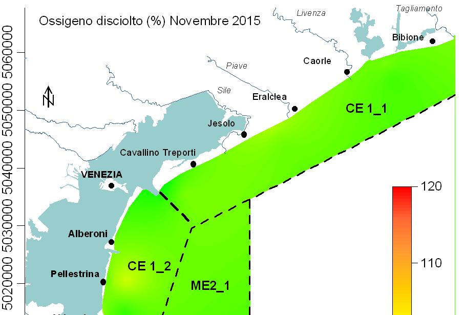 Un maggiore torbidità è stata osservata nell area antistante il delta del Po.