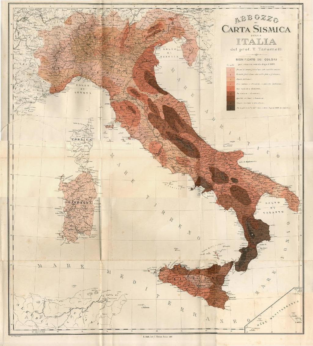 Torquato Taramelli (1888) Descrive le aree sismiche in Italia