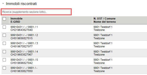 2. Dettagli delle nuove funzionalità modifiche 2.1. Aspetti generali del sistema/portale Terravis 2.2. Portale d'informazione Terravis Campo di filtro per la limitazione dei fondi trovati È