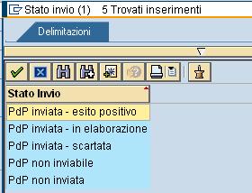 Ricerca per Descrizione Invio : con il match code è possibile selezionare gli stati di invio delle proposte mediante