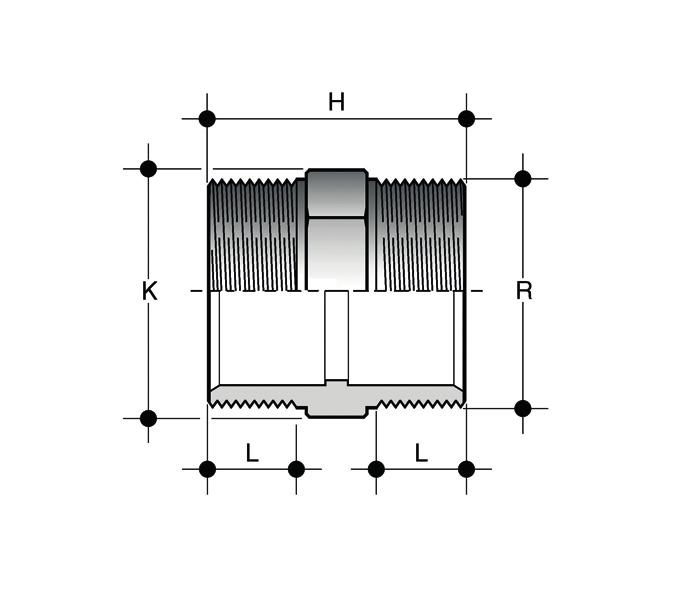 NFV Nipplo estremità maschio filettate R PN E H K L g Codice 3/8" 16-33 19 11,4 5 NFV038 1/2" 16-42 24 15 10 NFV012 3/4" 16-44 30 16,3 20 NFV034 1" 16-50 36 19,1 30 NFV100